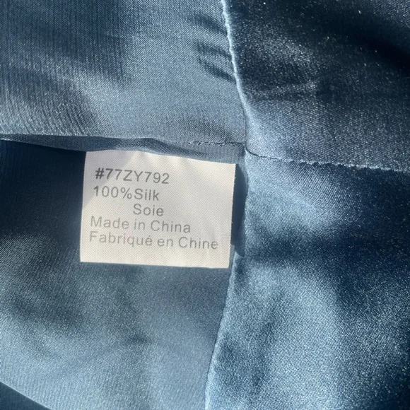 SANDRA ANGELOZZI Silk Wrap Blouse — Navy Silk Satin Wrap Top Large 42 - Picture 9 of 9